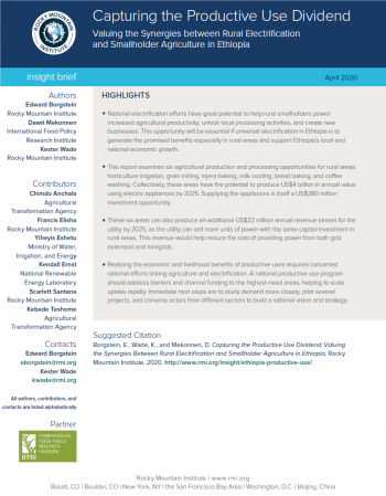 Rural electrification and agriculture in Ethiopia
